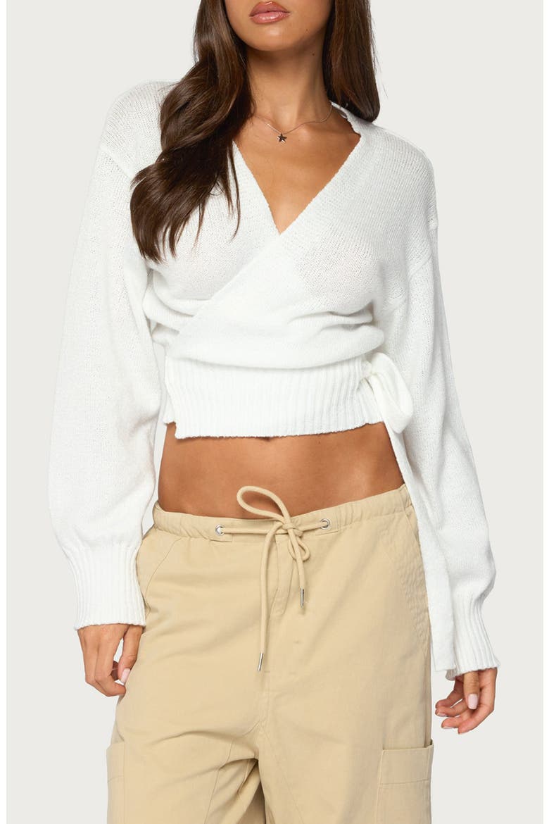 Stella Wrap Knit Cardigan, Main, color, WHITE