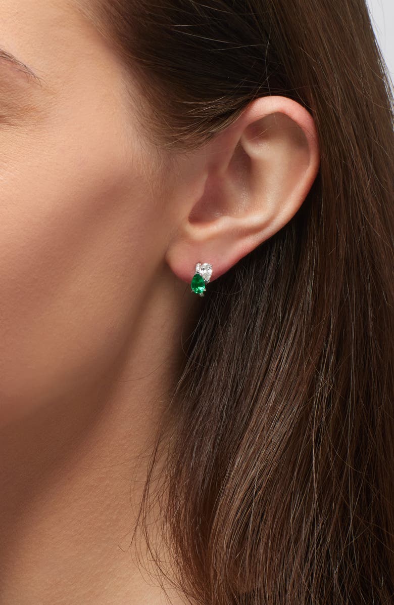 REPOSSI Serti Sur Vide Diamond & Emerald Single Hoop Earring, Alternate, color, White Gold/ Emerald