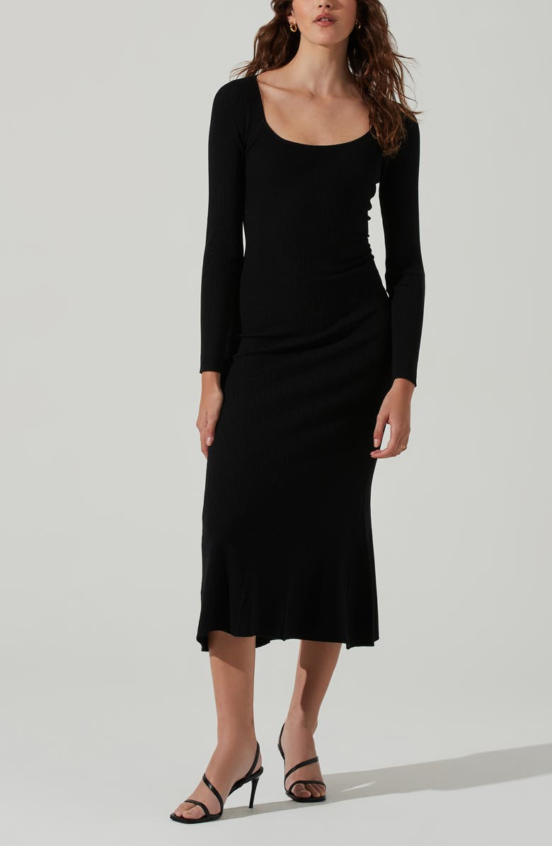 ASTR the Label Cutout Long Sleeve Midi Sweater Dress, Alternate, color, 