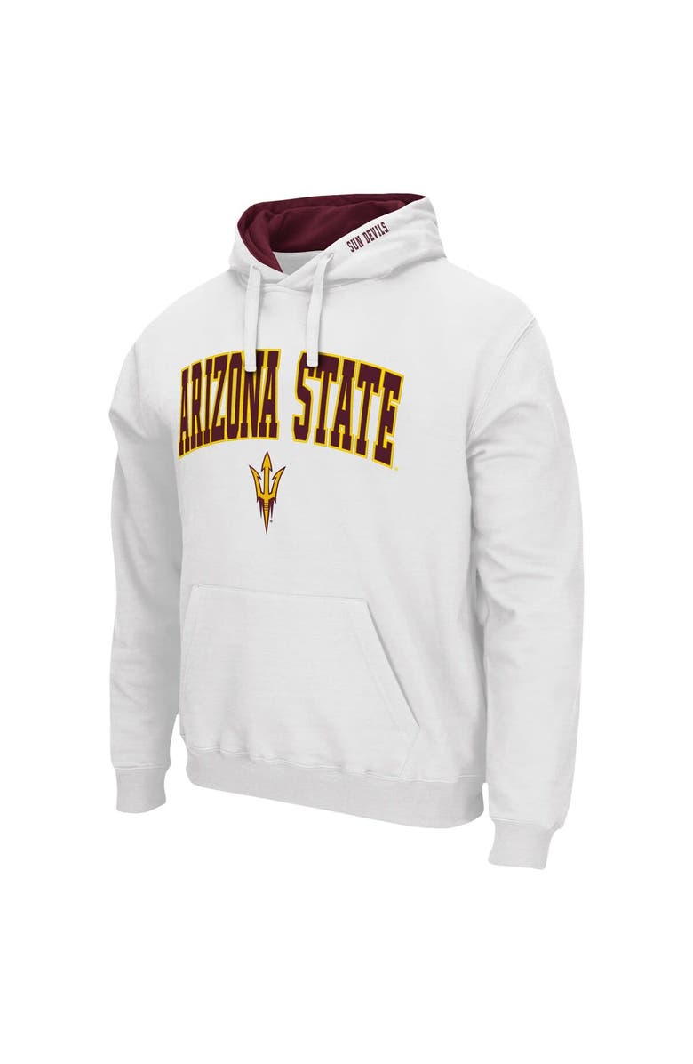 COLOSSEUM Men's Colosseum White Arizona State Sun Devils Arch & Logo 3.0 Pullover Hoodie, Alternate, color, White