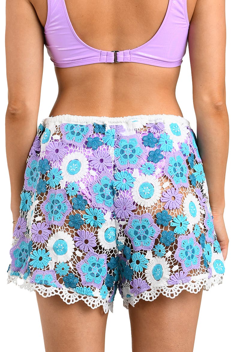 Happy Open Stitch Cover-Up Shorts, Alternate, color, LAGOON