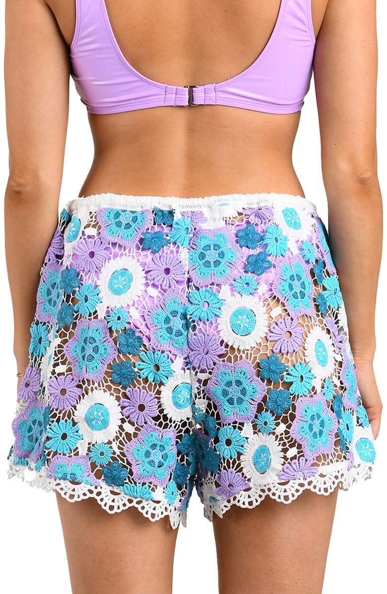 Citrus Happy Open Stitch Cover-Up Shorts, Alternate, color, Lagoon