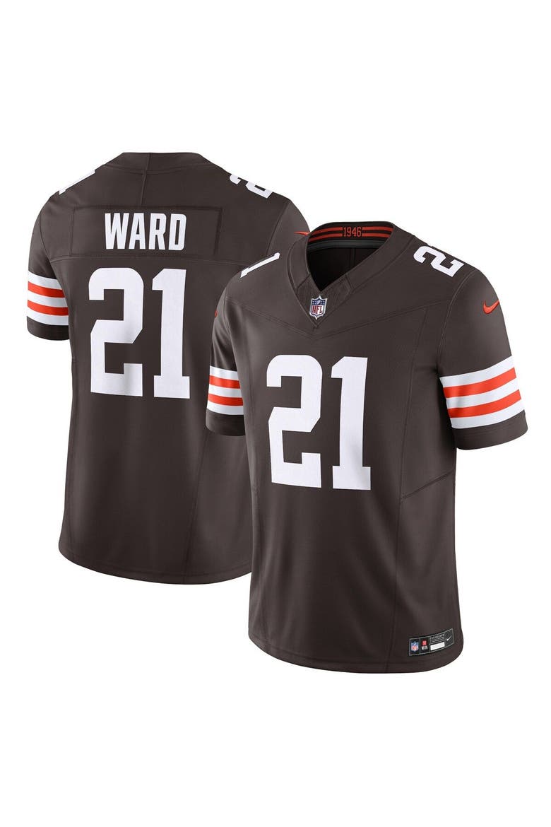 Men's Nike Denzel Ward Brown Cleveland Browns Vapor F.U.S.E. Limited Jersey, Main, color, Brown