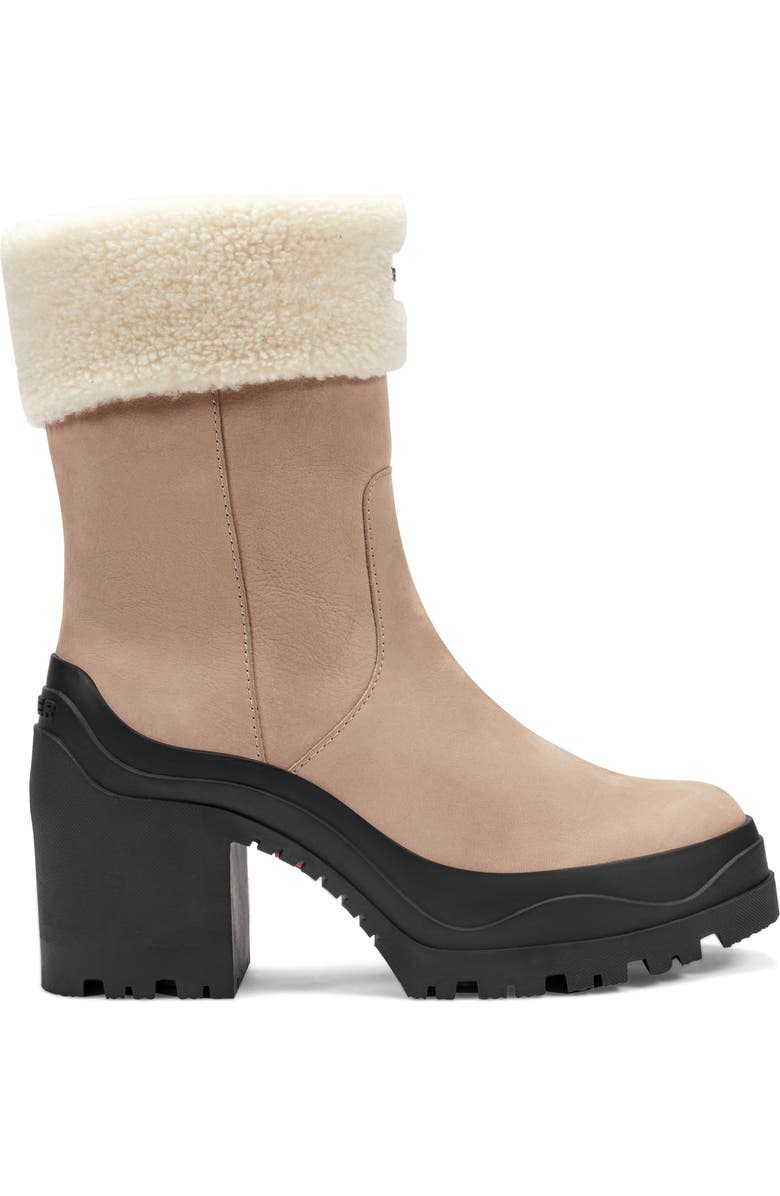 Hunter Marisol Waterproof Faux Shearling Cuff Bootie, Alternate, color, Medium Natural