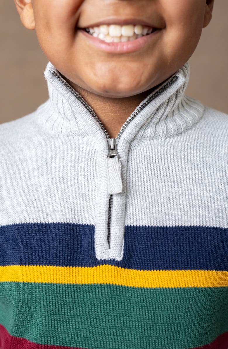 Hope & Henry Baby Boys' Organic Half Zip Sweater, Infant, Alternate, color, Gray With Homeroom Stripe