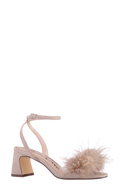 Bev Ankle Strap Faux Feather Sandal (Women)