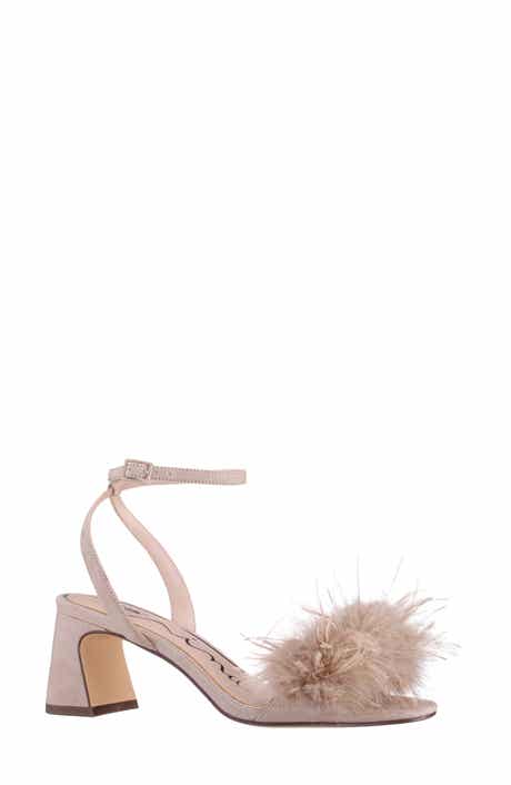 Bev Ankle Strap Faux Feather Sandal