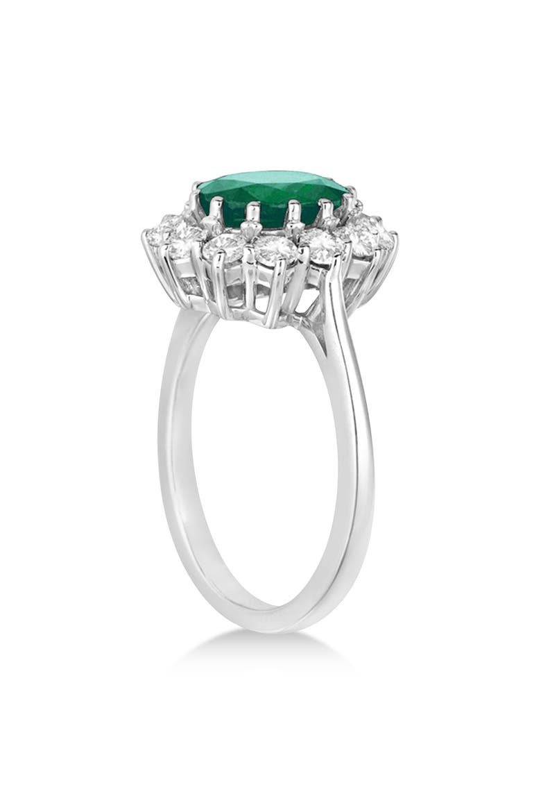 Oval Lab Emerald and Diamond Ring 14k, Alternate, color, 3.60ct/White Gold