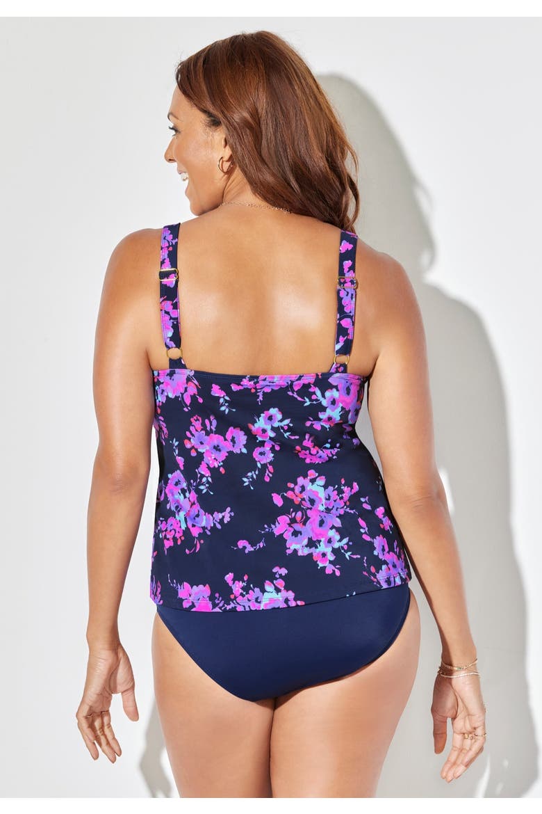 Flared Tankini Top, Alternate, color, Purple Poppies