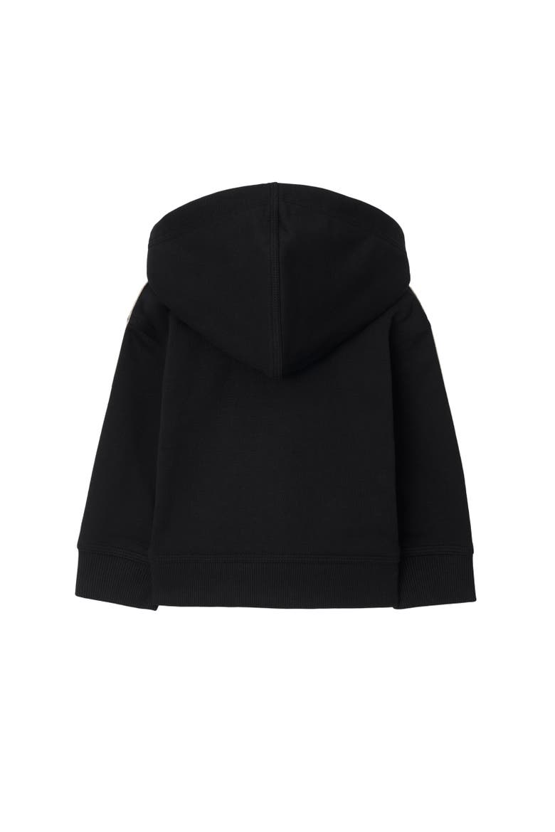 Check Trim Cotton Zip Hoodie, Alternate, color, Black