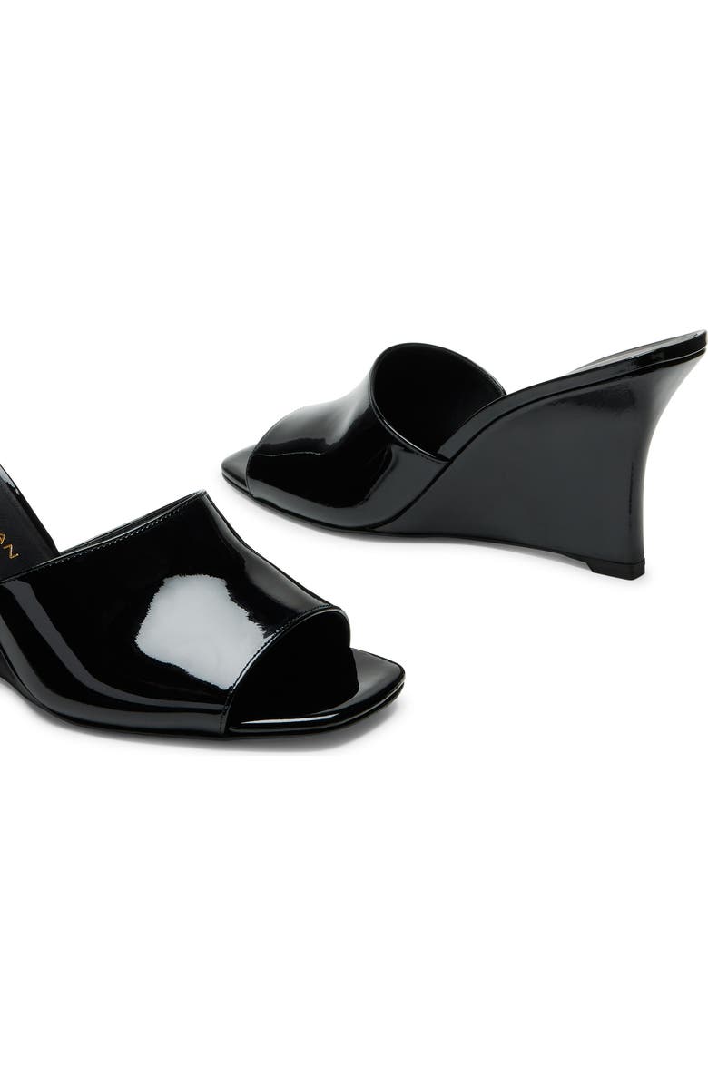 Stuart Weitzman Vinnie 85 Patent Leather Wedge Mule, Alternate, color, Black