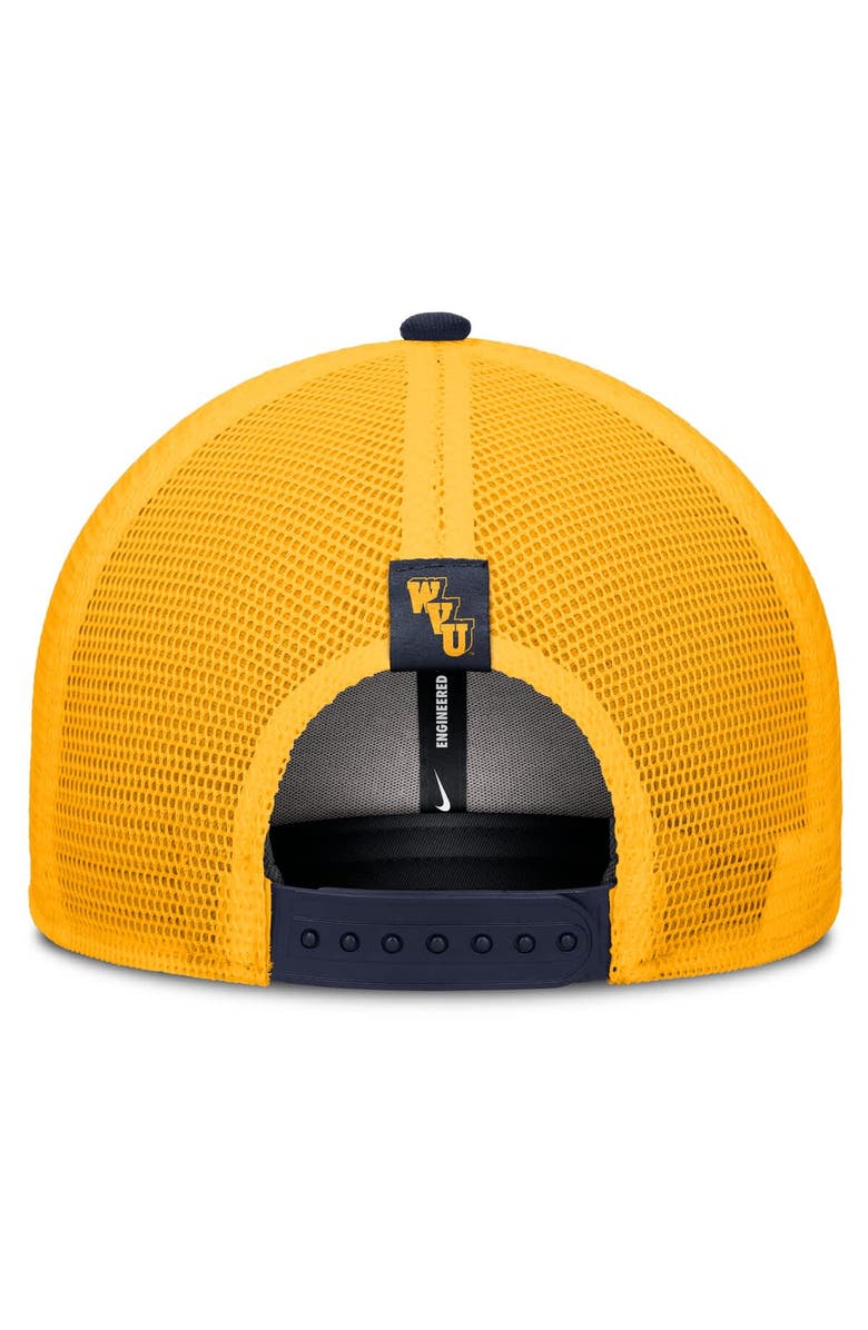 Nike Men's Nike Navy/Gold West Virginia Mountaineers Legacy Arch Rise Performance Trucker Adjustable Hat, Alternate, color, Navy