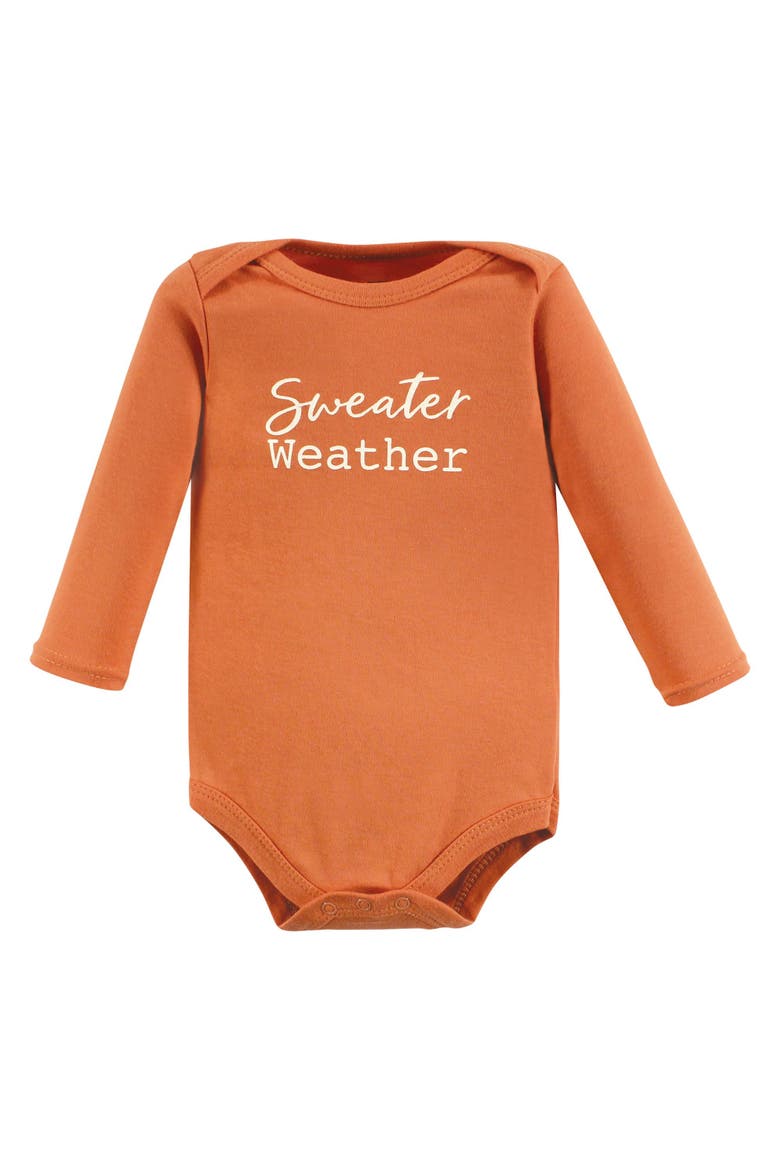Soft Cotton Long-Sleeve Bodysuits 7-Piece Value Pack, Alternate, color, Happy Fall