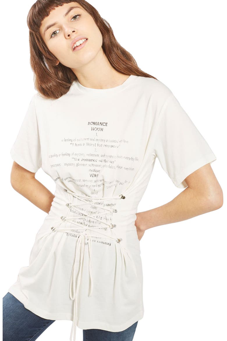 Romance Corset Tee, Main, color, CREAM