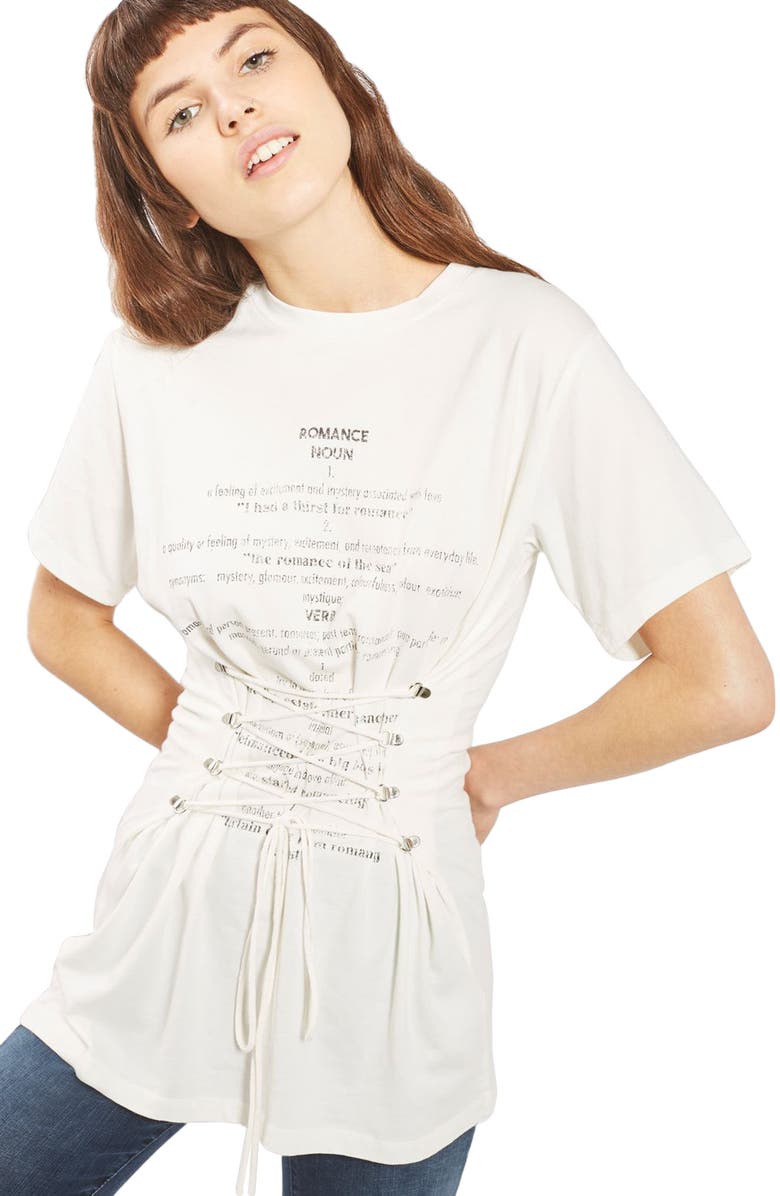Topshop Romance Corset Tee, Main, color, 