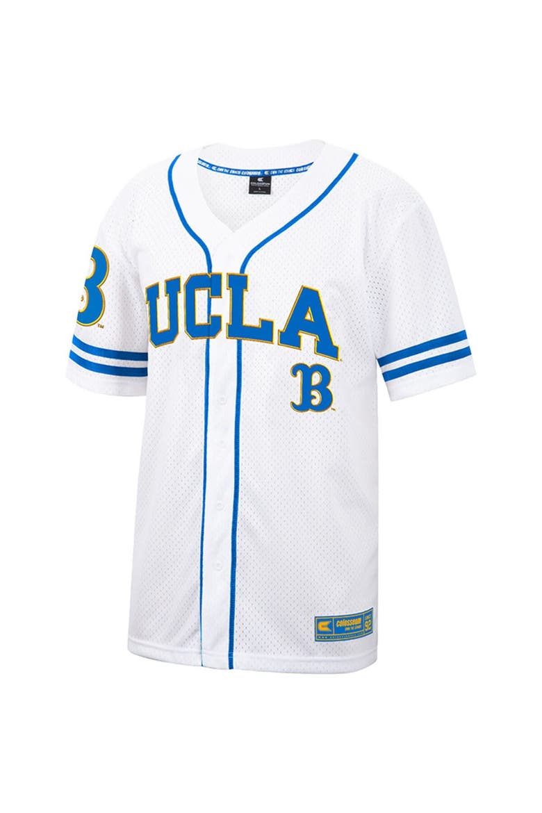 Men's Colosseum White UCLA Bruins Free Spirited Mesh Button-Up Baseball Jersey, Alternate, color, White