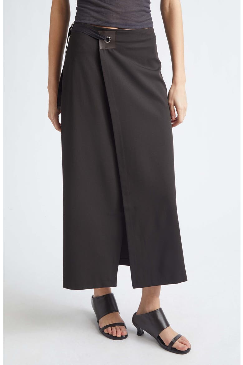 Blont Cool Suiting Wrap Skirt, Main, color, BROWN