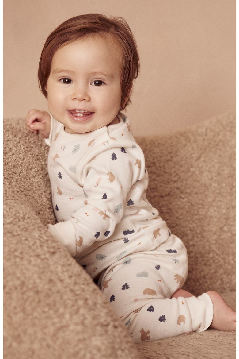 Dino Print Two-Piece Fitted Pajamas, Alternate, color, London