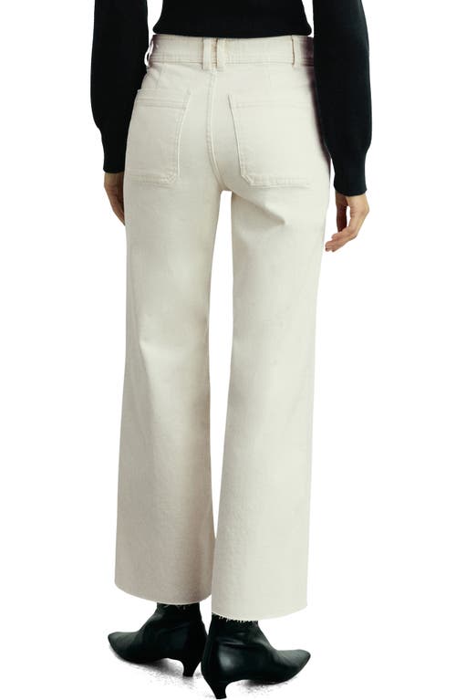 Shop Mango Catherin Raw Hem High Waist Wide Leg Culotte Jeans In Off White