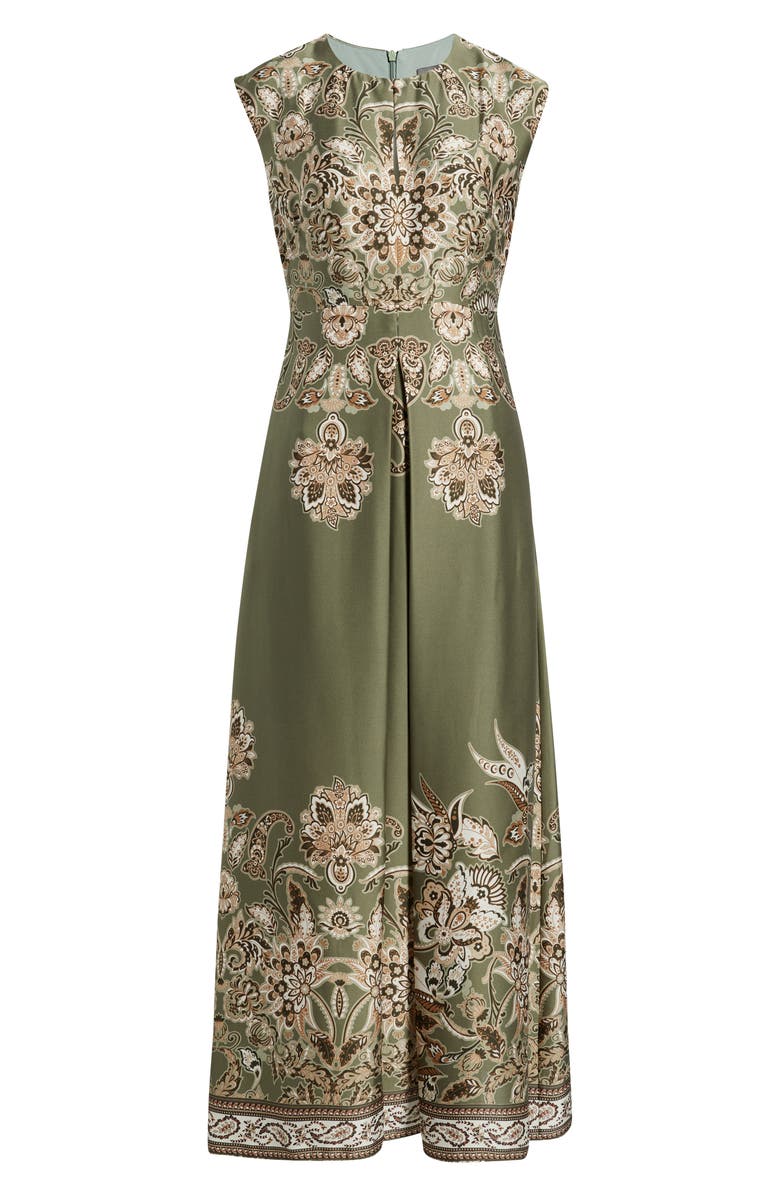Vince Camuto Placed Print Satin Gown, Alternate, color, Light Sage
