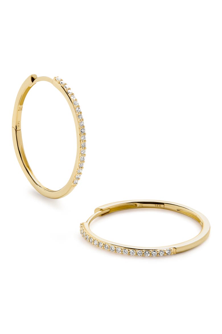 Medium Diamond Hoop Earrings, Main, color, 14K GOLD