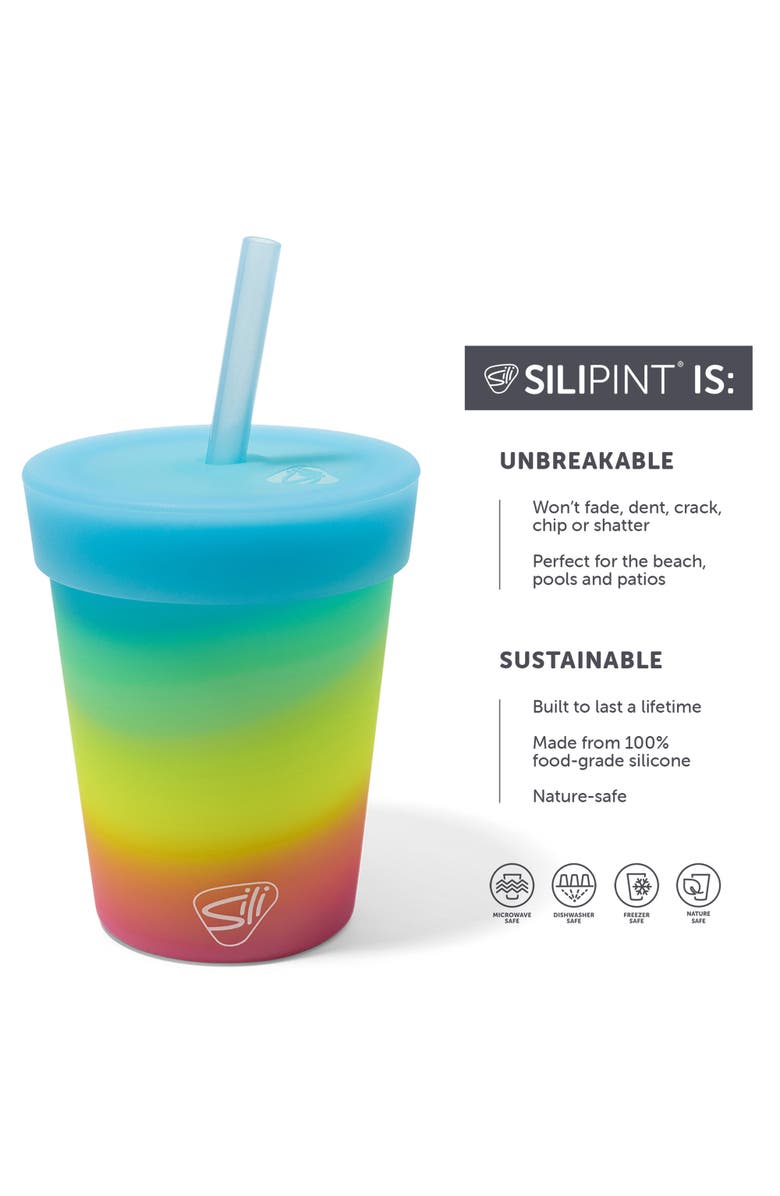 Silipint Kids Straw Tumblers 8oz 2 Pack, Alternate, color, Multicolored