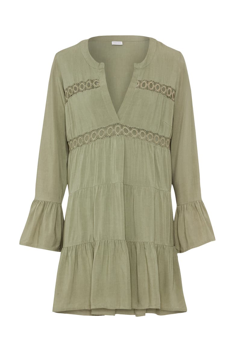 Flowy Flared Sleeve Dress, Alternate, color, Olive