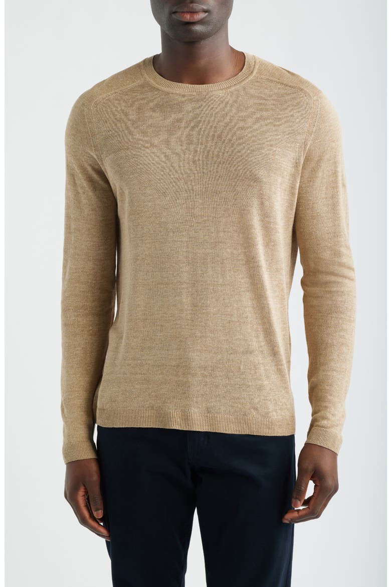 Cormack Long Sleeve Crewneck Linen & Silk Pullover, Main, color, SOFT BEIGE