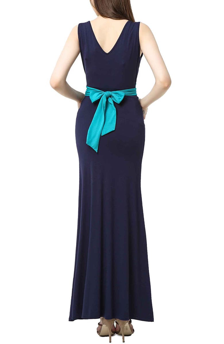 Kimi & Kai Scarlett Colorblock Maternity Maxi Dress, Alternate, color, Navy Teal