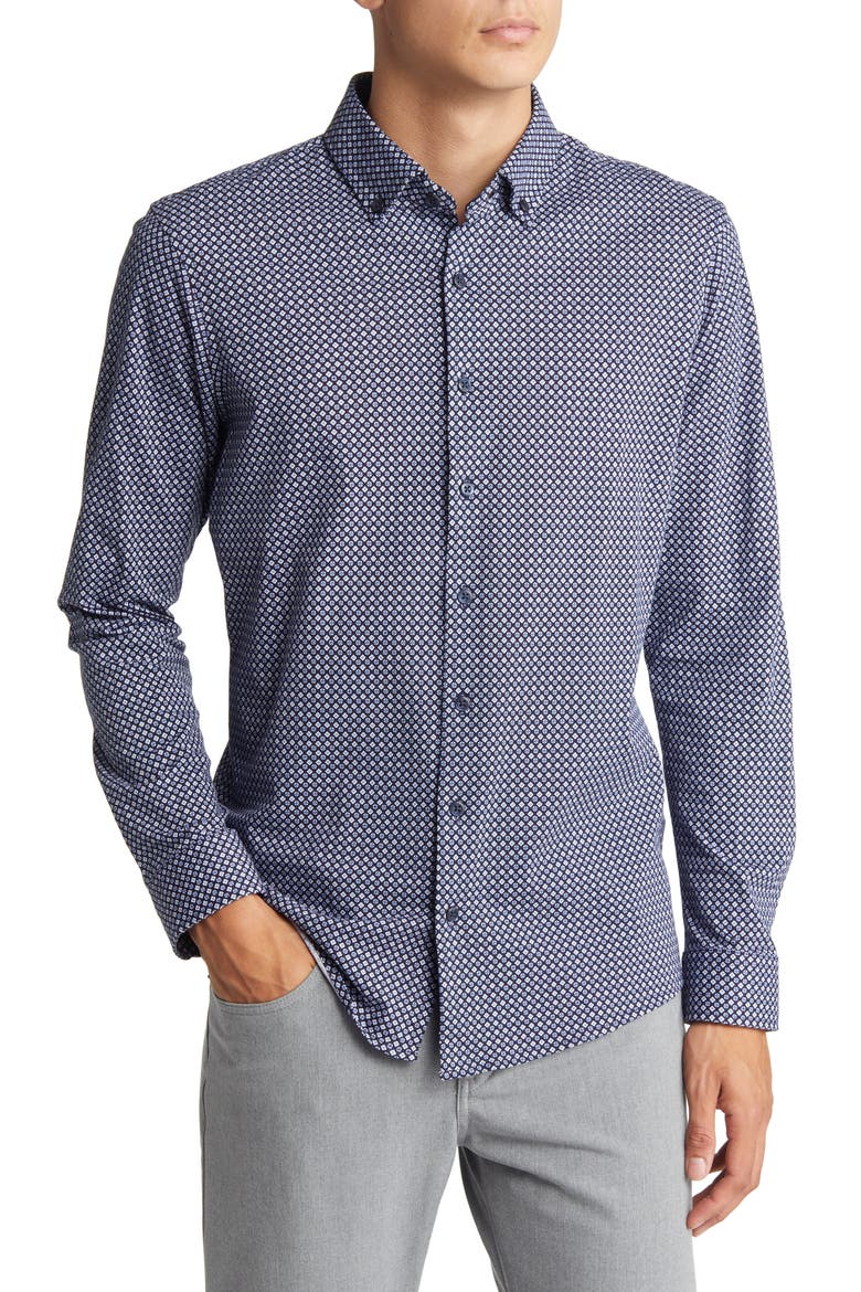 Daniel J Hi Flex Cotton Button-Down Shirt, Main, color, FJORD