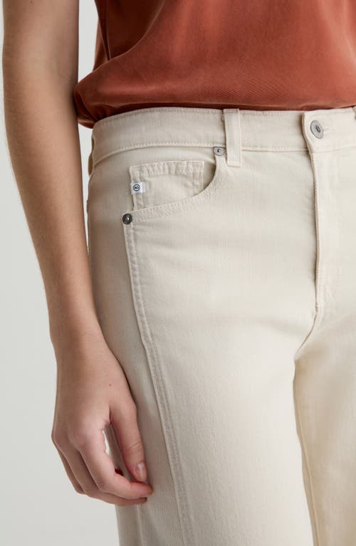 Ag Saige High Rise Cropped Wide Leg Jeans In Opal Stone In White