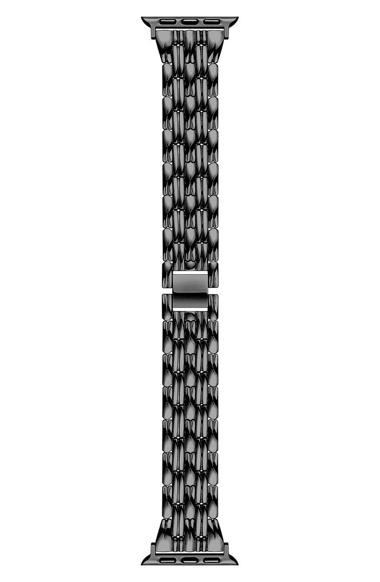 The Posh Tech Stainless Steel Apple Watch<sup>®</sup> Watchband, Main, color, Black