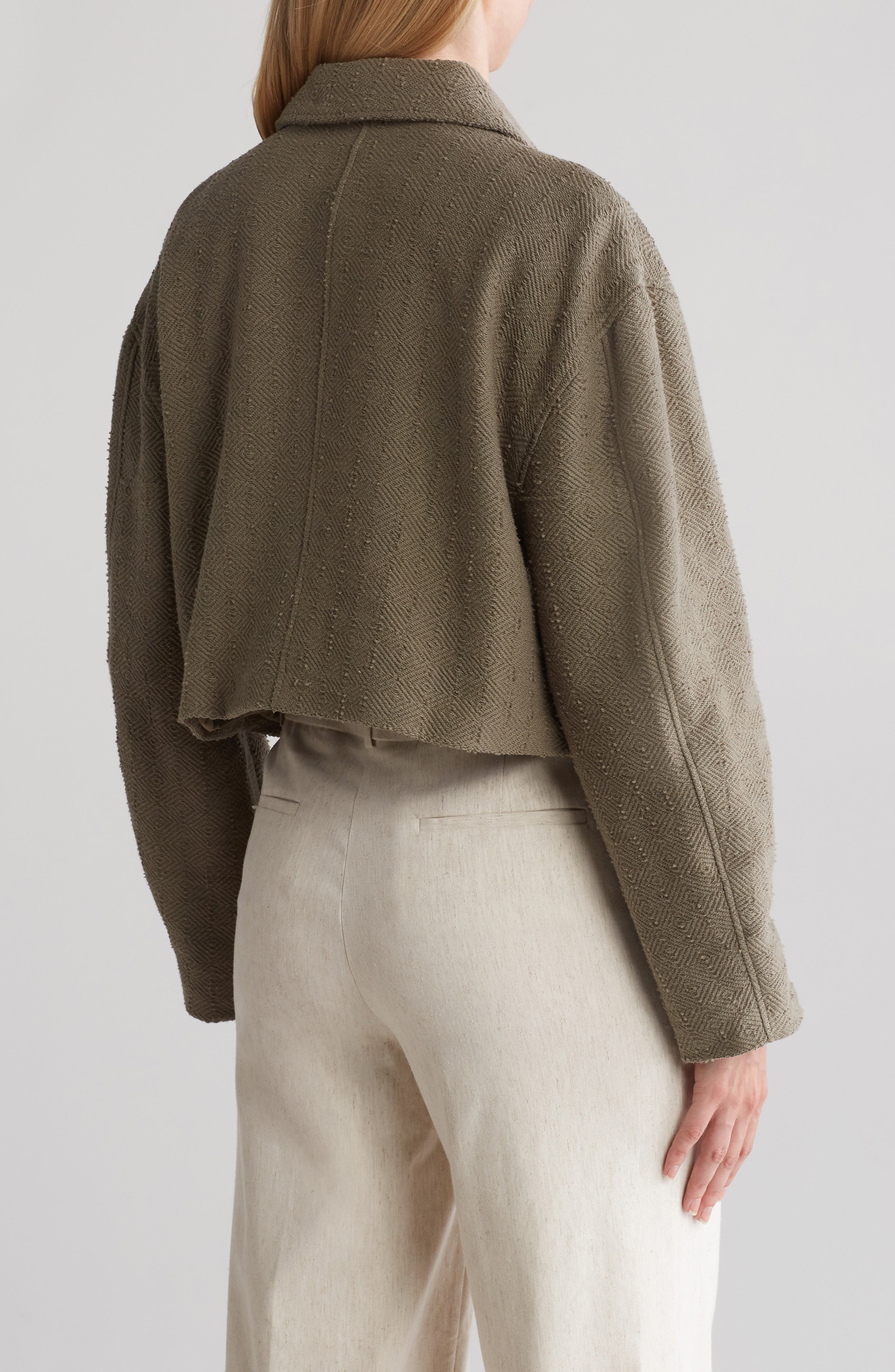 Cotton Boucle Zip Bomber Jacket - image 2