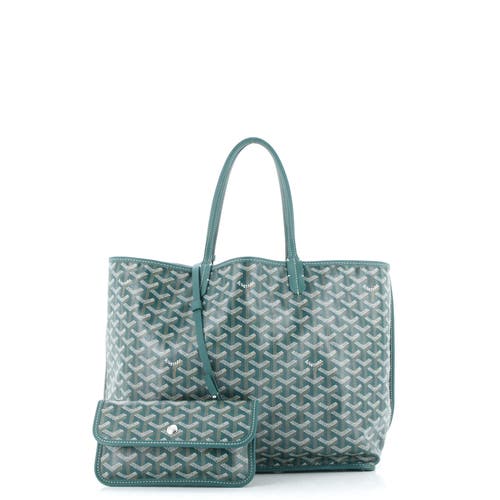 Pre-owned Goyard  Goyard Anjou Reversible Tote Coated Canvas Pm In Green