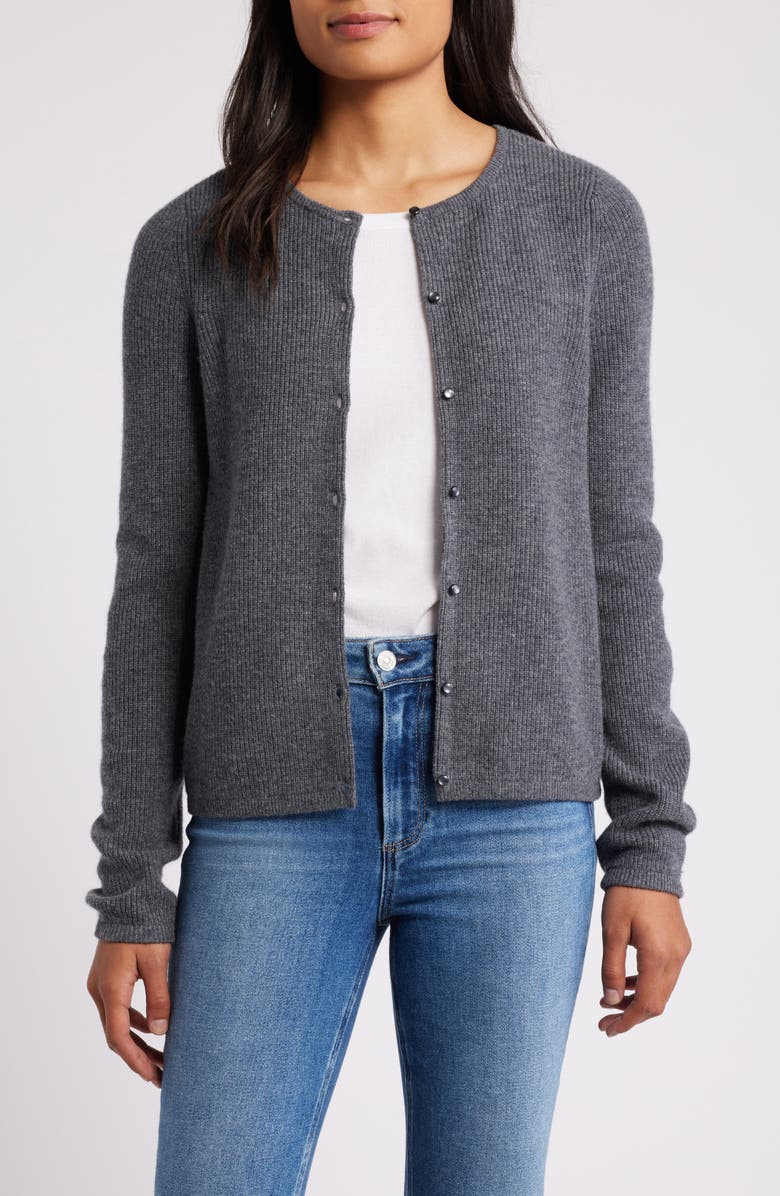 Caslon<sup>®</sup> Wool & Cashmere Cardigan, Main, color, Grey Dark Heather