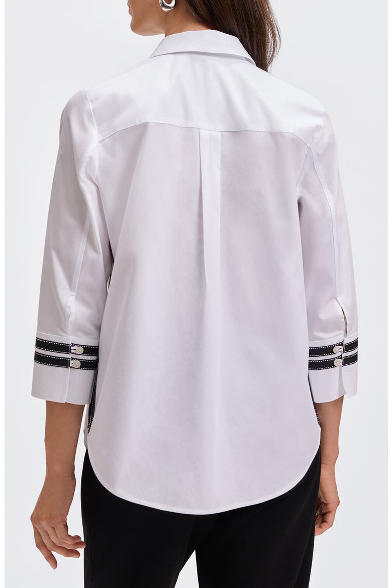 Brooke Grosgrain Trim Button-Up Shirt, Alternate, color, WHITE