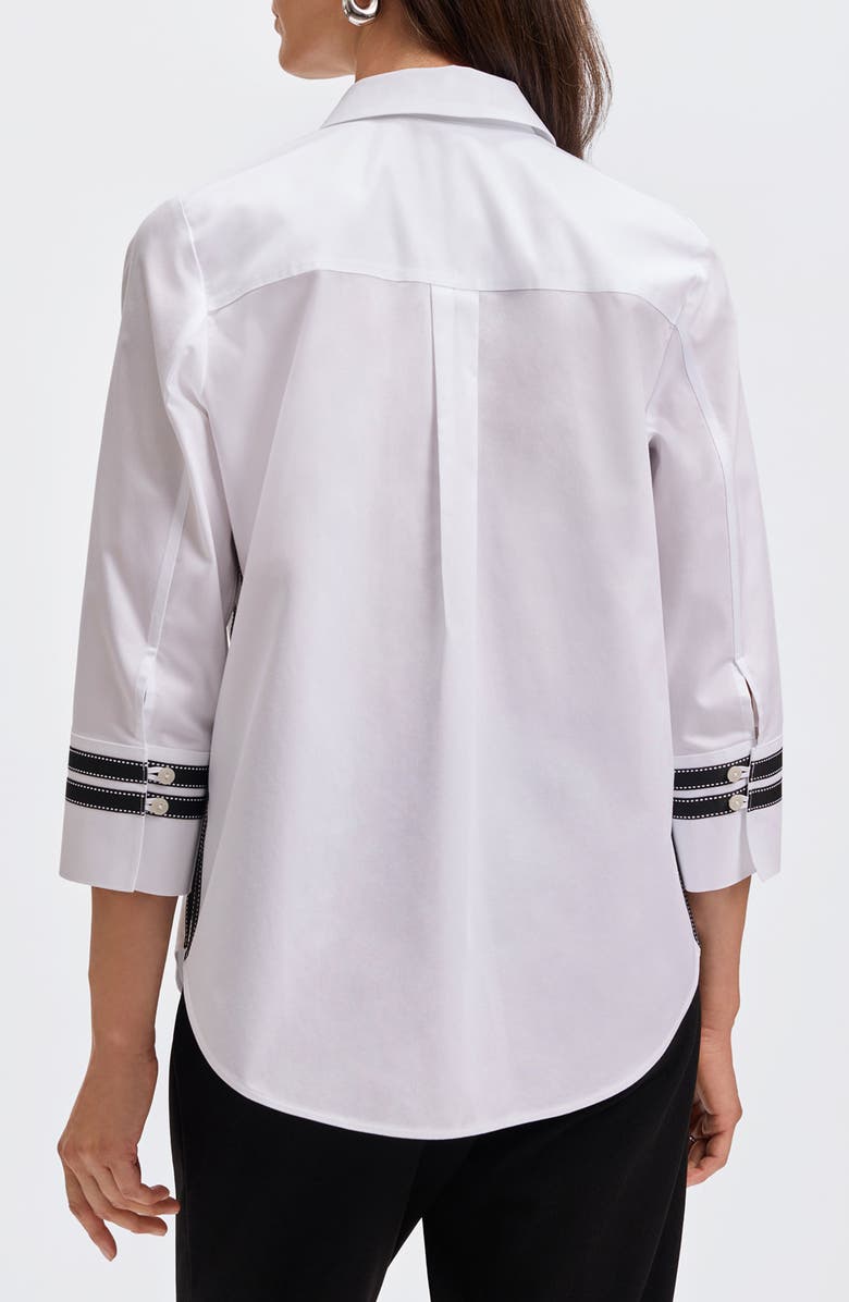 Foxcroft Brooke Grosgrain Trim Button-Up Shirt, Alternate, color, White
