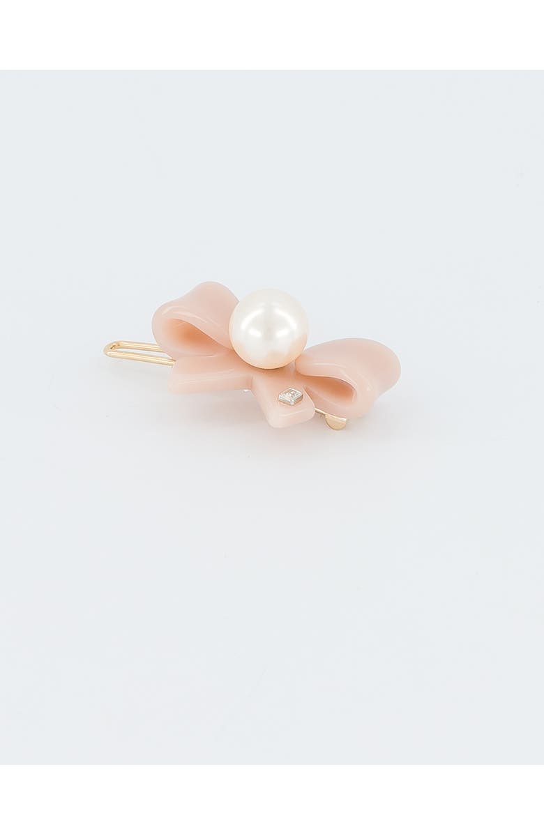 Alexandre de Paris Poesie Acetate And Pearl Side Barrette, Alternate, color, Pink