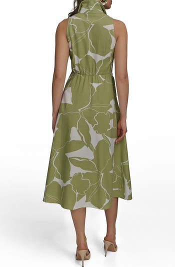 Donna Karan New York Sleeveless Linen Blend Shirtdress
