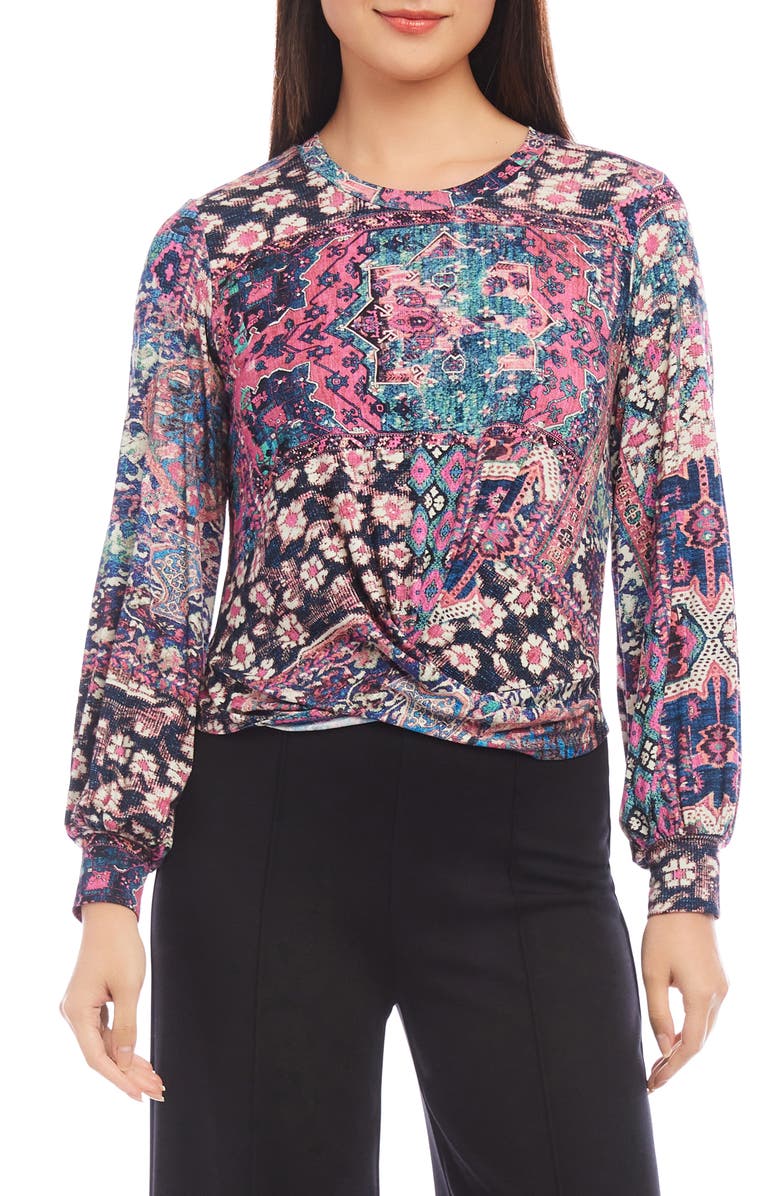 Karen Kane Abstract Print Drape Front Top, Main, color, 