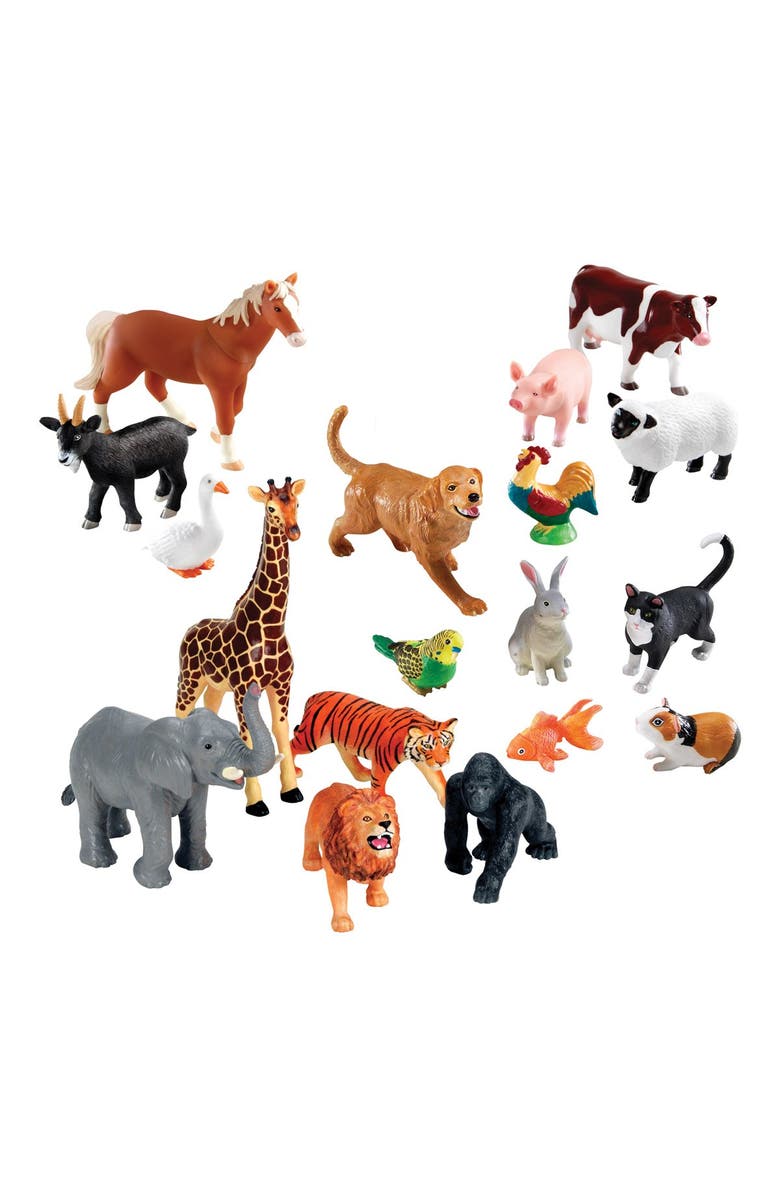Kaplan Early Learning Company Jumbo Animals Set of 18 - Farm, Jungle, & Pets, Main, color, Multicolored