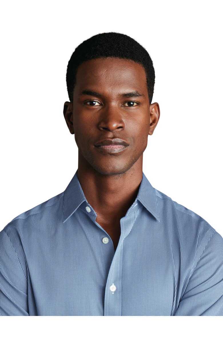 Charles Tyrwhitt Non-Iron Puppytooth Shirt, Alternate, color, Royal Blue