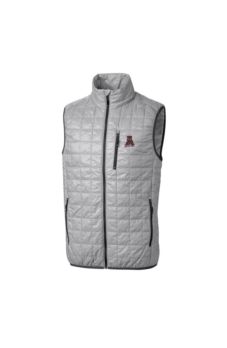 Cutter & Buck Gray Alabama Crimson Tide Primary Team Logo Rainier PrimaLoft Eco Insulated Full-Zip Puffer Vest, Alternate, color, 