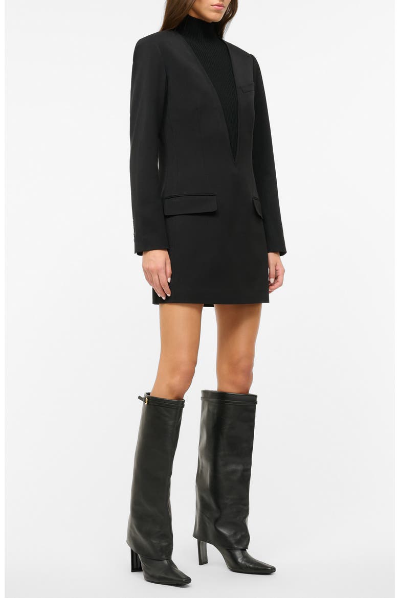 Mott Mixed Media Long Sleeve Coatdress, Alternate, color, BLACK