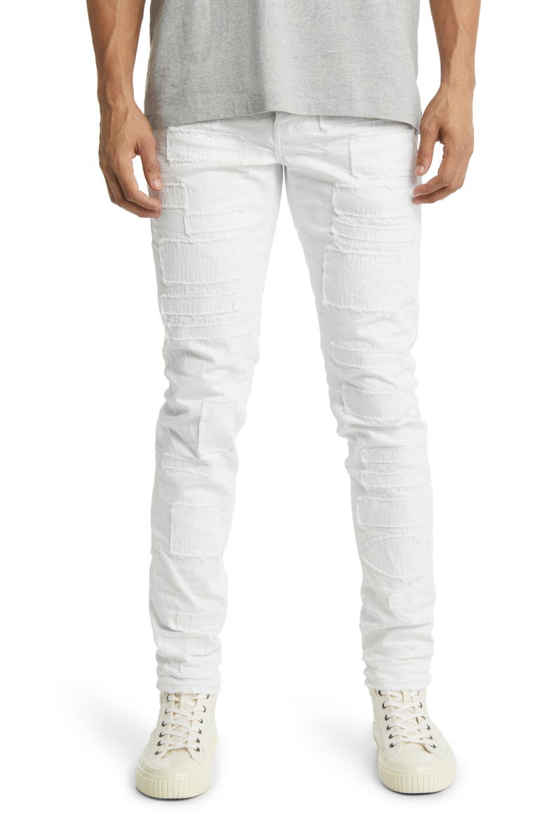 Optic Patch Repair Stretch Skinny Jeans, Main, color, WHITE