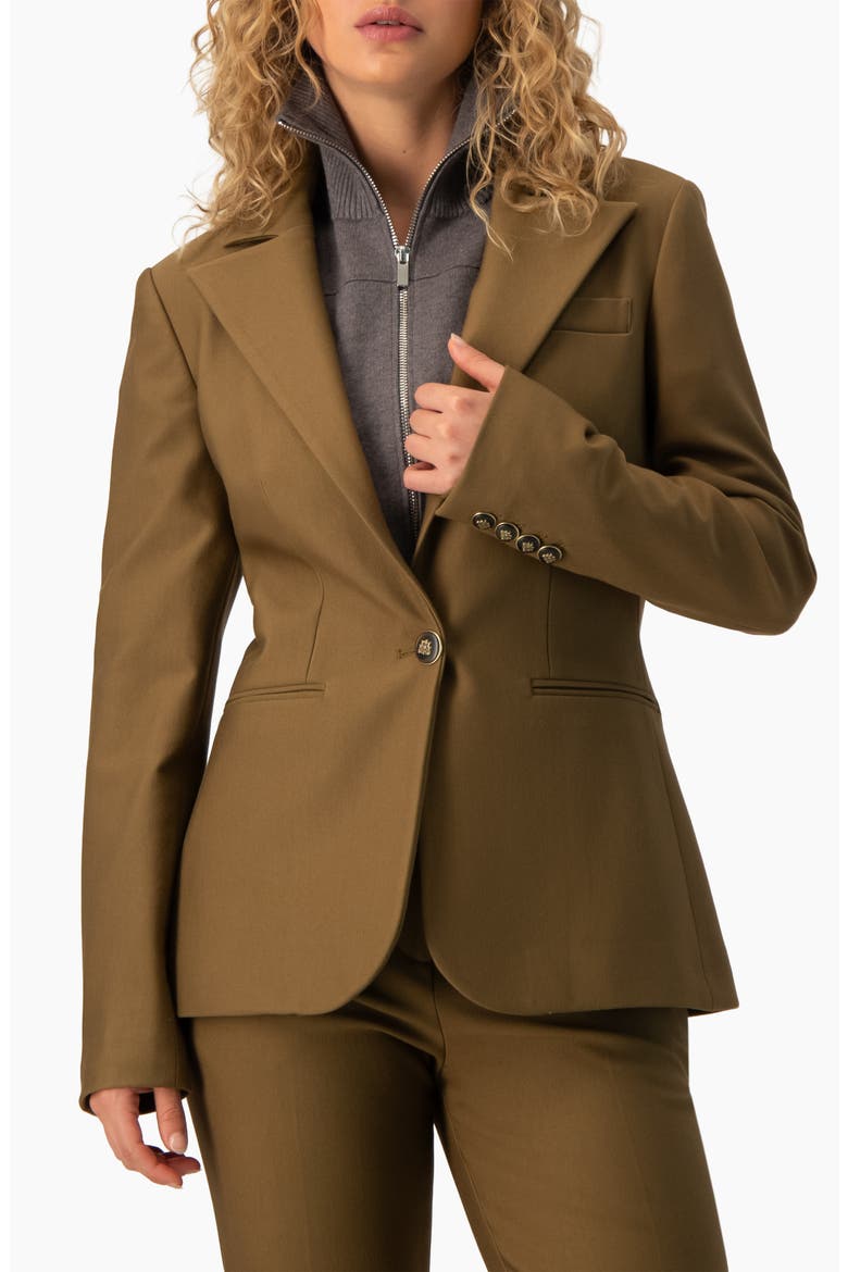Classic Lapel Single-Button Fitted Tailored Blazer, Main, color, Olive Green