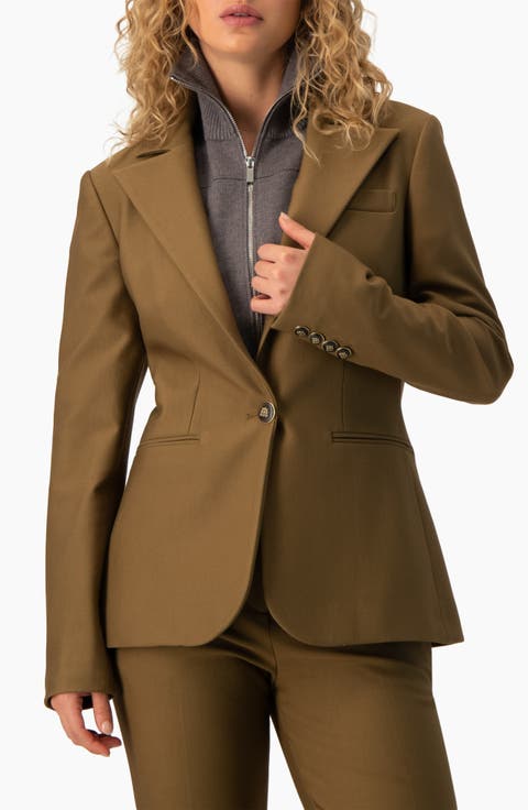 Classic Lapel Single-Button Fitted Tailored Blazer