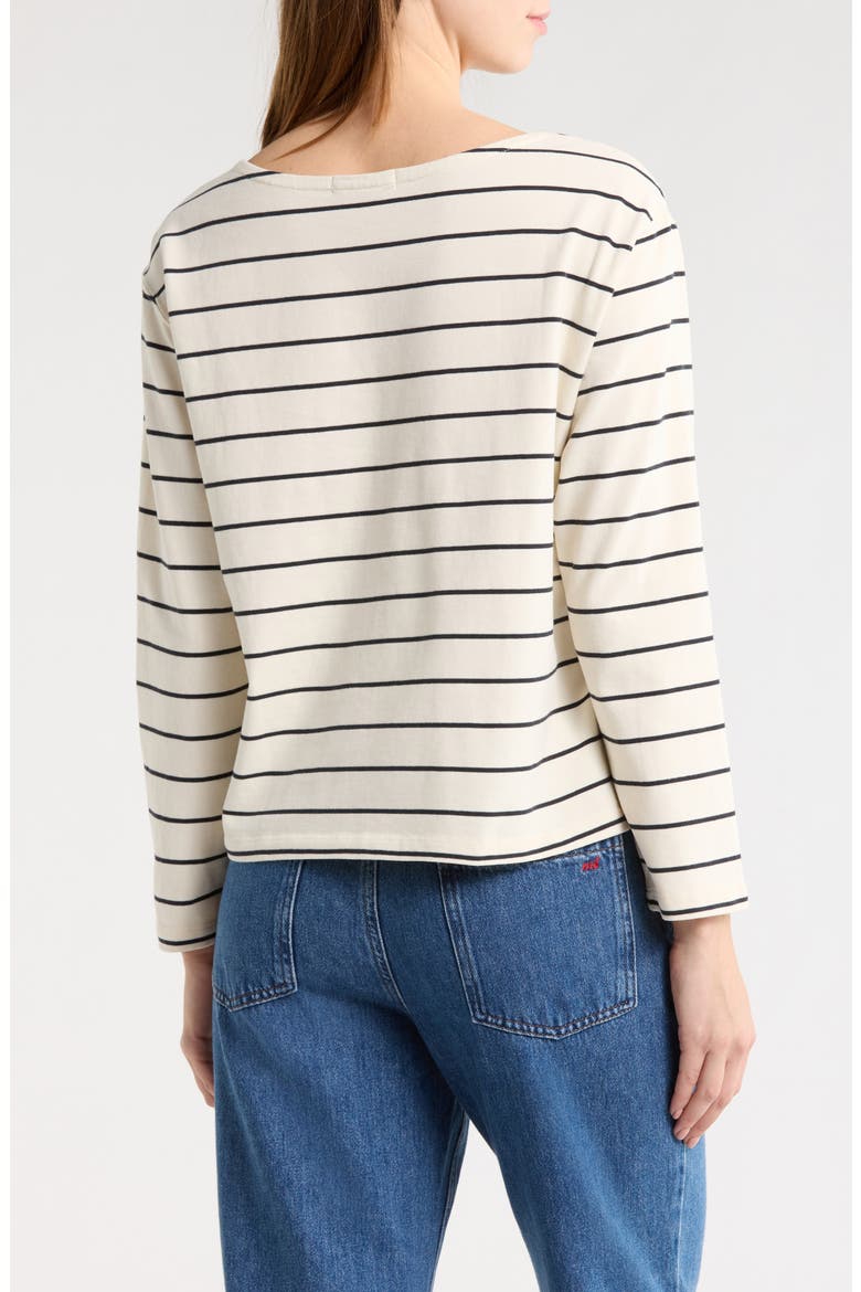 Luxe Stripe Sueded Cotton T-Shirt, Alternate, color, BLACK/ WHITE STRIPE