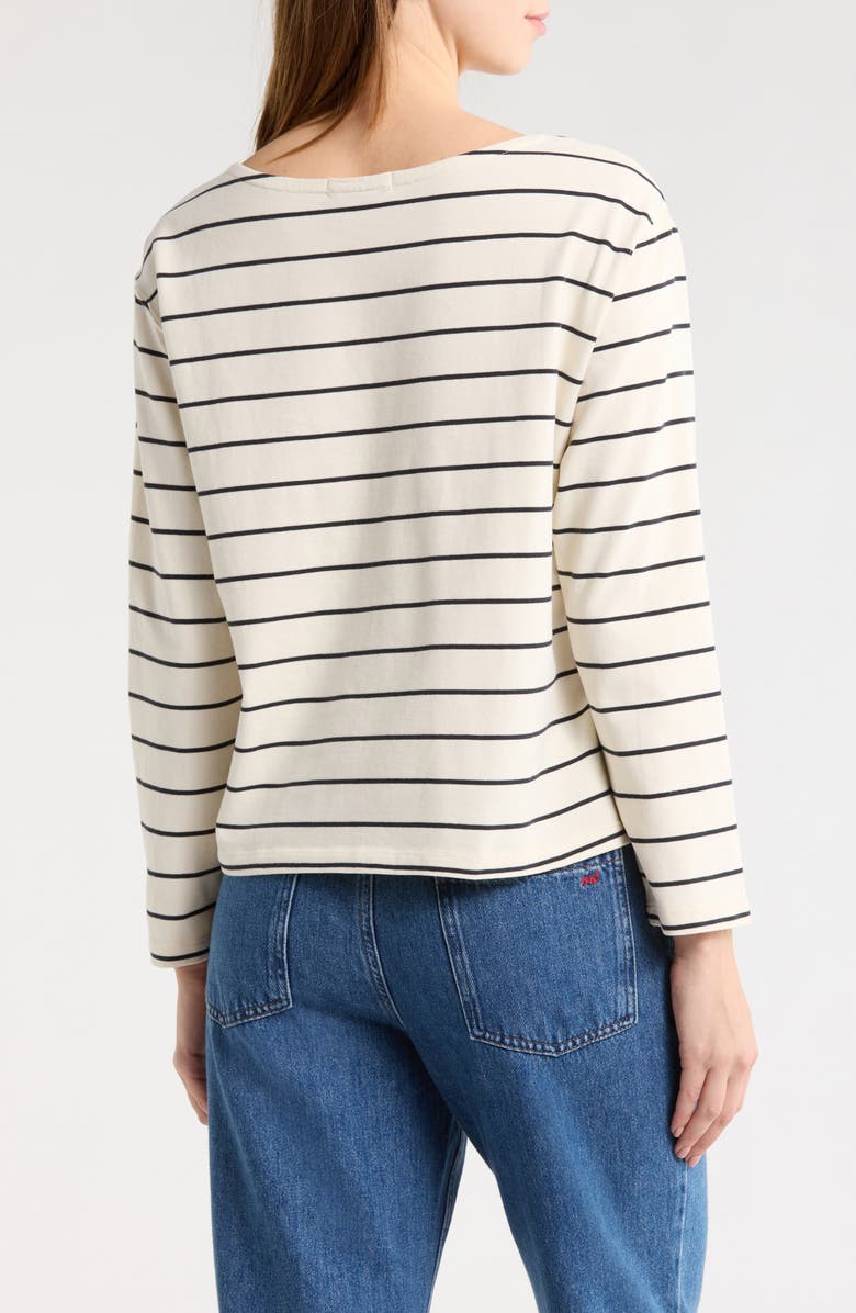 Marine Layer Luxe Stripe Sueded Cotton T-Shirt, Alternate, color, Black/ White Stripe