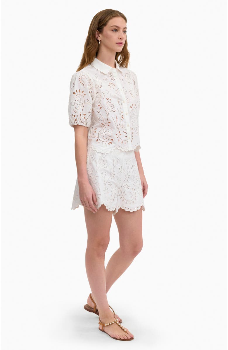 Rebecca Taylor Brielle Poplin Eyelet Shirt, Alternate, color, Ivory